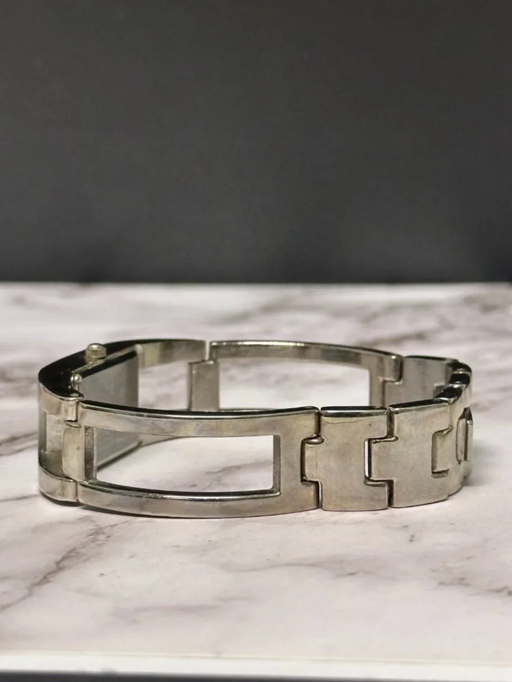 Armitron Watch Women Silver Tone Rectangle Case Bangle Band New Battery 7 Inch